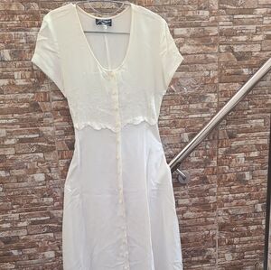 XTRMZ vintage Elegant White Button-Front Maxi Dress